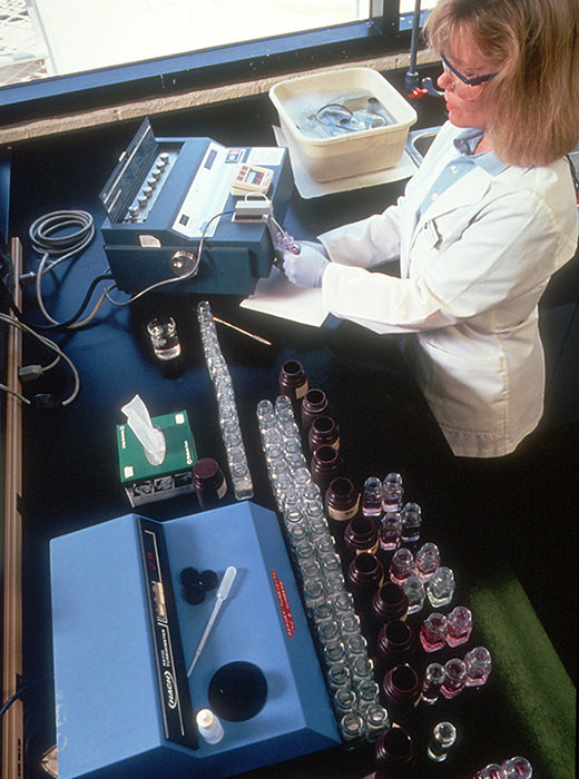 A veterinarian performs tests on samples