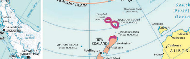 Map showing the distribution of yellow-eyed penguins. They are found in southeast New Zealand.